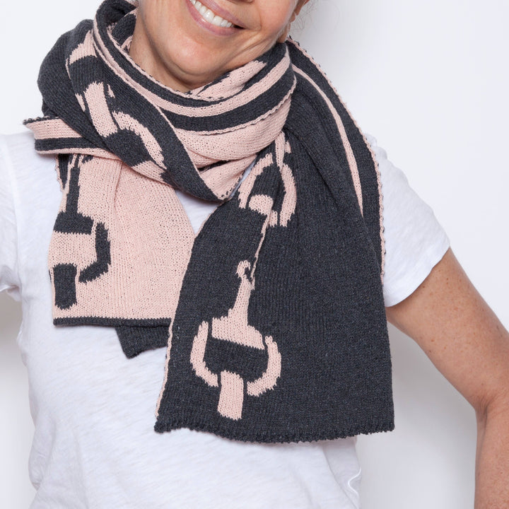 In2Green - Cotton Sustainable Knit Scarf - Equestrian Snaffle Bit: Brown