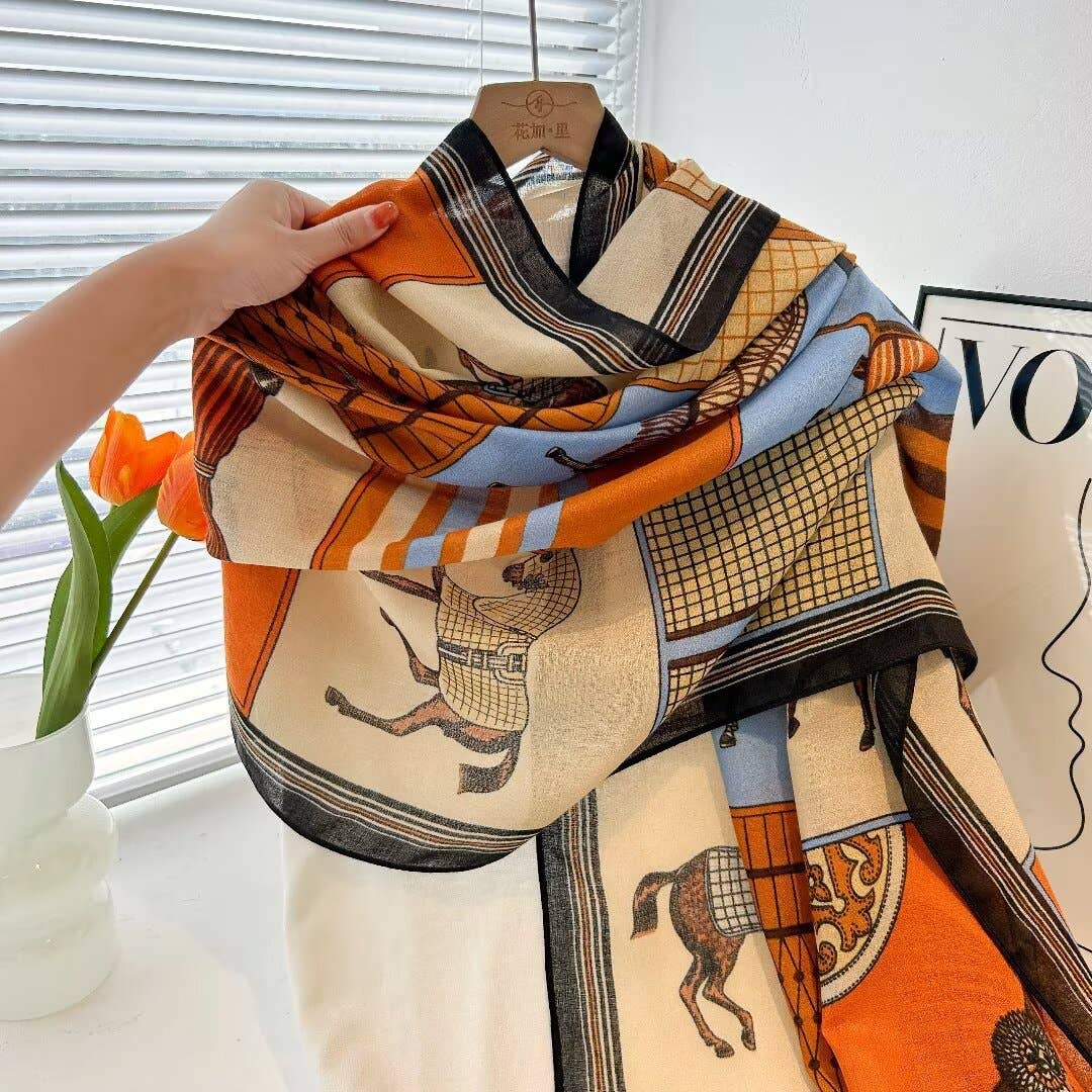 Winding River - Blue / Orange Scarf – Showhorse Collection