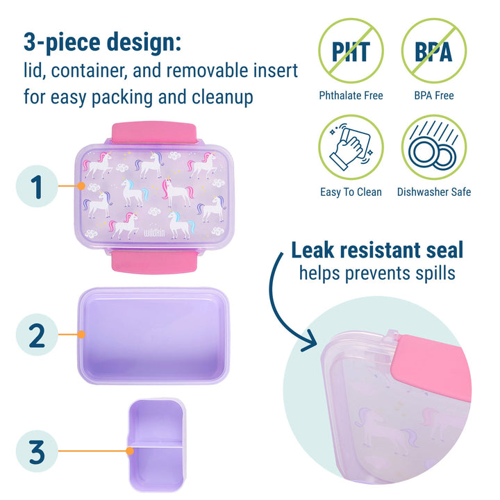 Wildkin Unicorn Reusable Food Container Bento Box