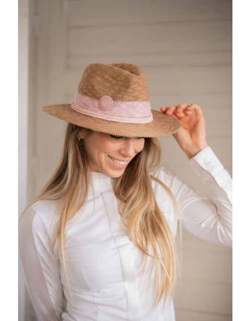 Penelope Rafia Hat - Beige & Pink