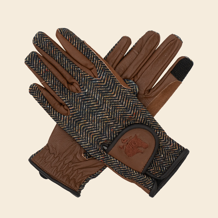Riding Gloves, Herringbone & Cognac