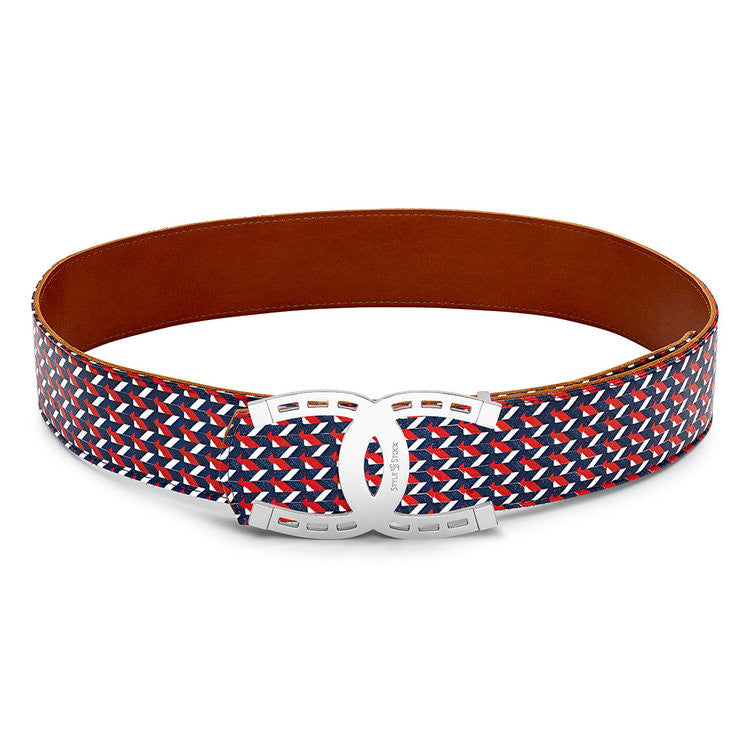 Style Stock Print Belt with Double Horseshoe Buckle