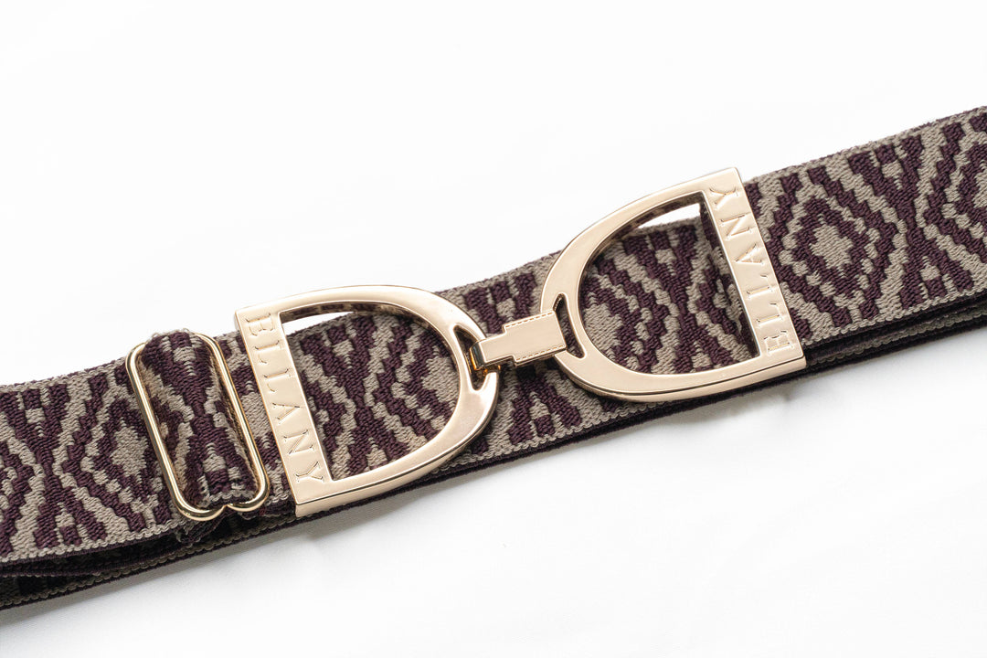 Ellany - Fig Ornata - 1.5" Gold Stirrup Equestrian Elastic Belt