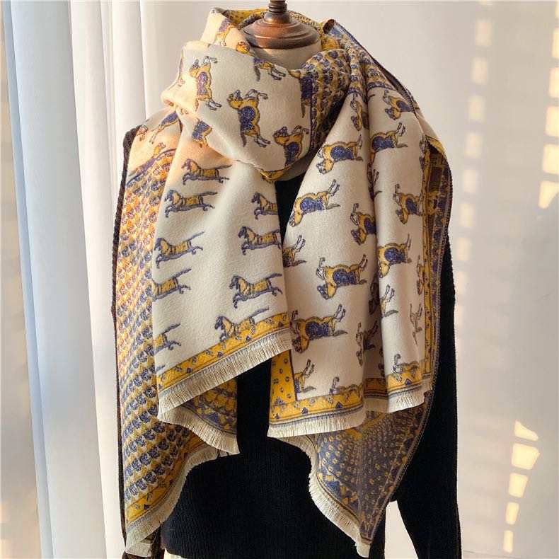 Equipage - Prancing Pony Print Wool Scarf