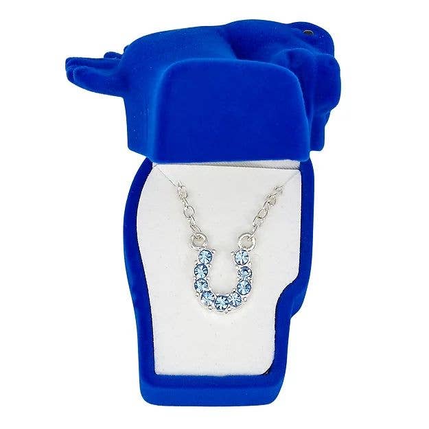 AWST Rhinestone Horseshoe Necklace w/ Horse Head Gift Box