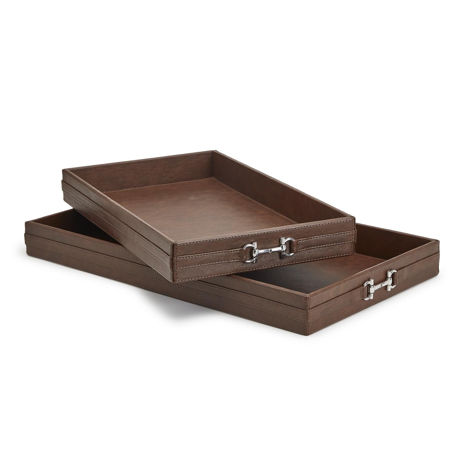 Two's Company Vegan Leather Tray with Bit Accent
