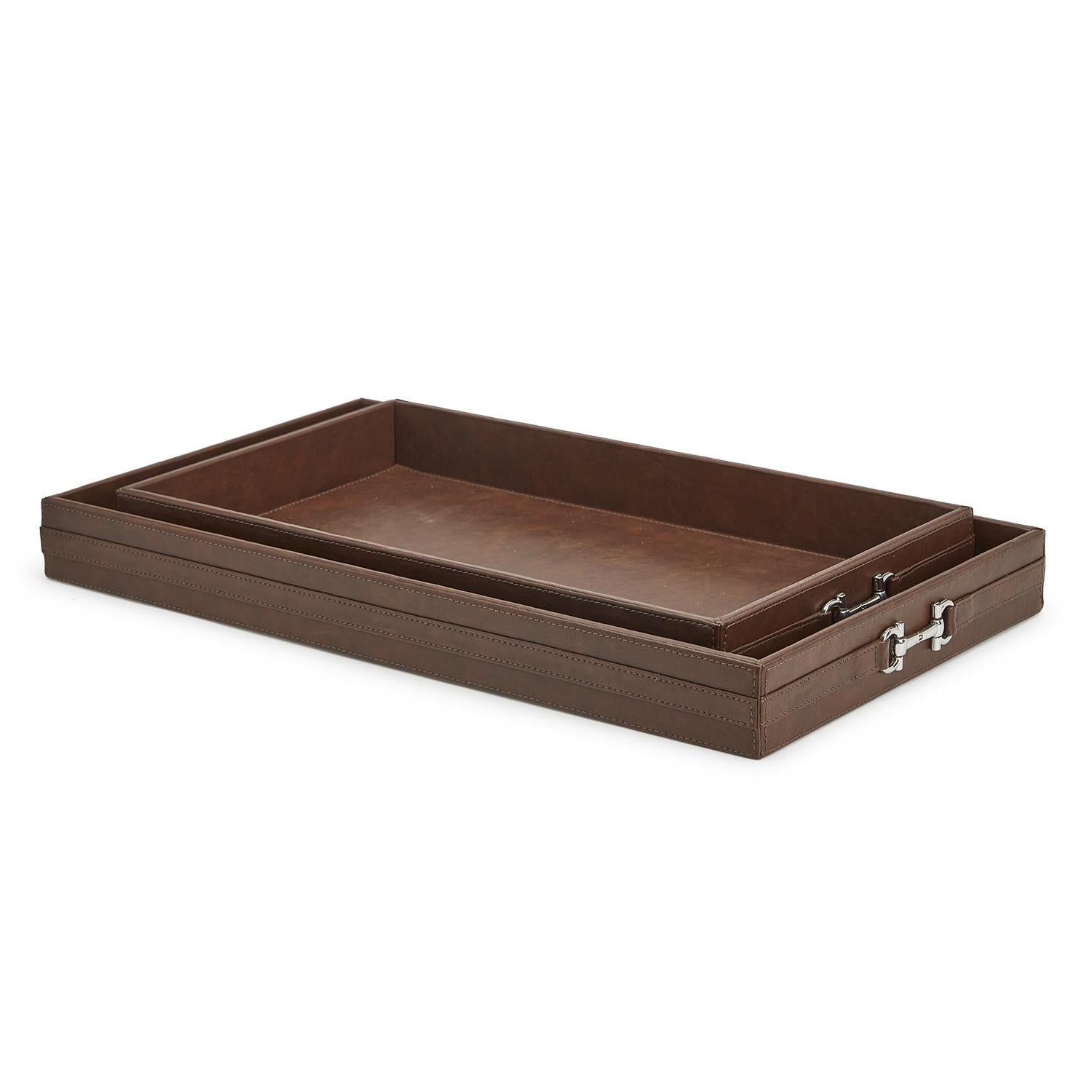 Two's Company Vegan Leather Tray with Bit Accent