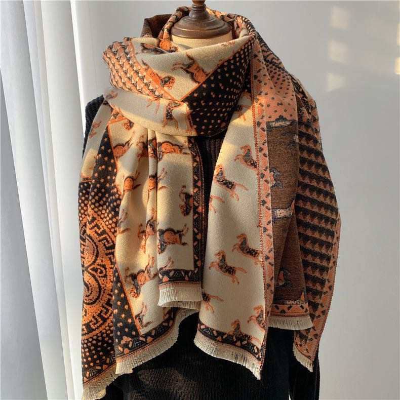 Equipage - Prancing Pony Print Wool Scarf