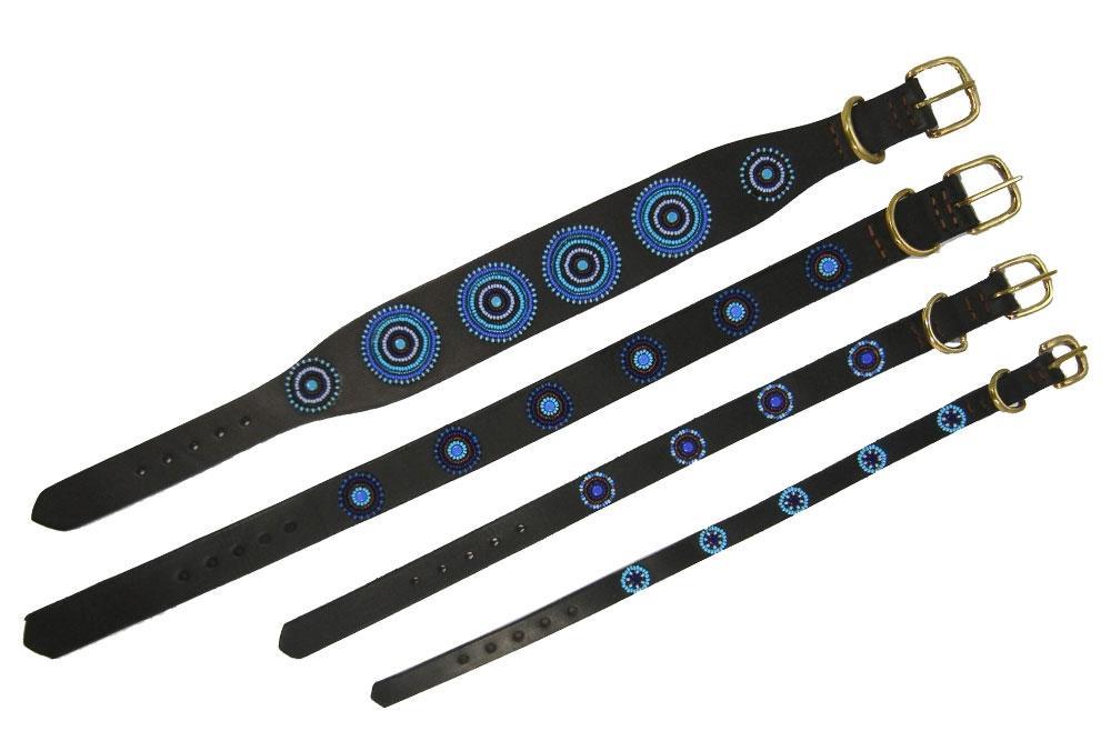 Kenyan Collection Blue/Brown Circles Beaded Dog Collar