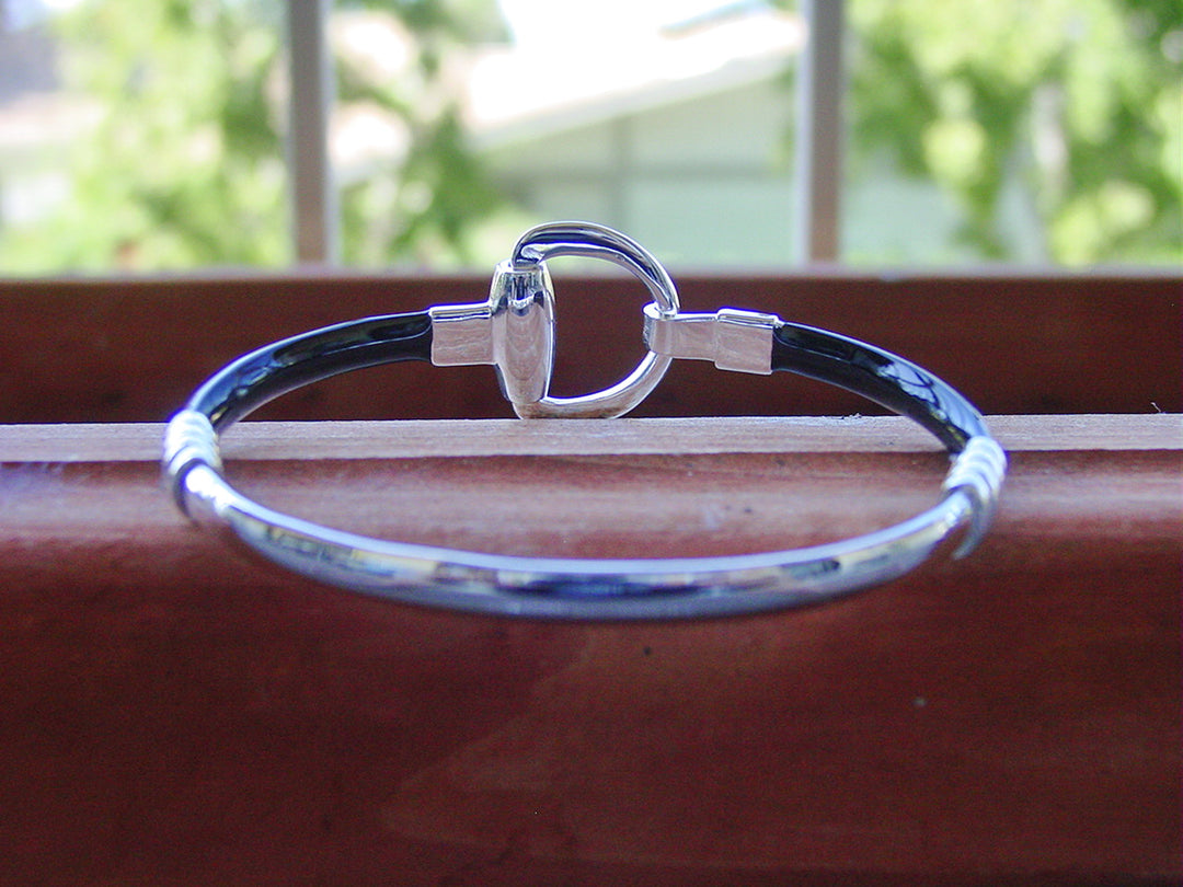 Baron Black Enamel D Bit Bangle Bracelet