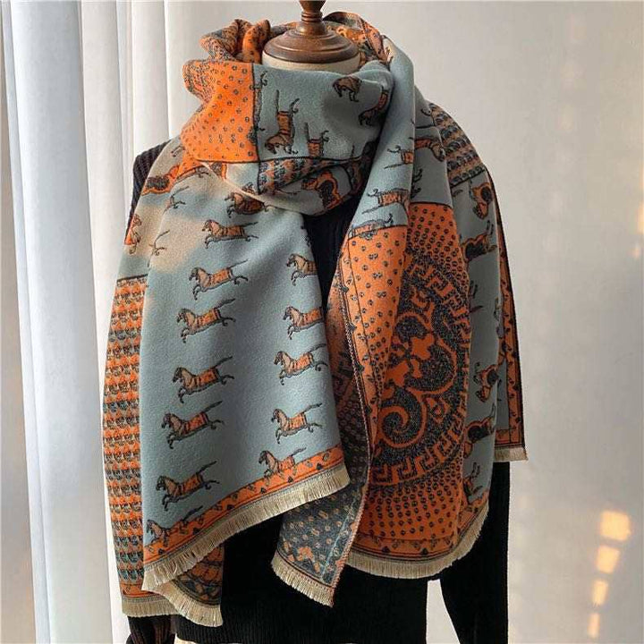 Equipage - Prancing Pony Print Wool Scarf