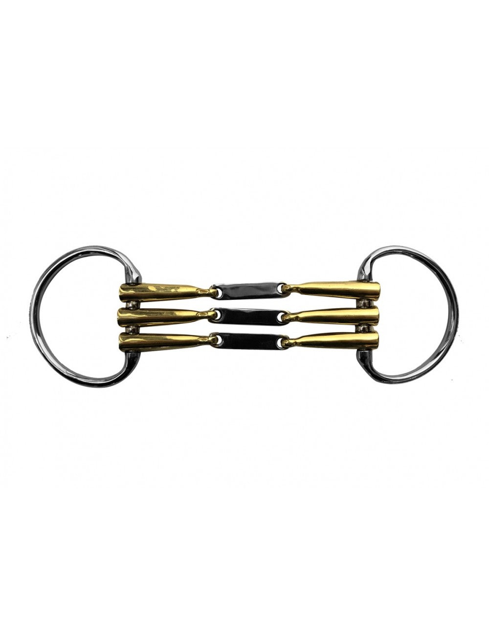 Jump'In Triple Cannon French Mouth Eggbutt Bit with Flats
